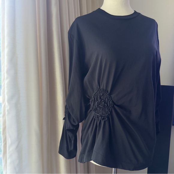 Simone Rocha Long Sleeve Ruched Flower Top - Picture 7 of 10